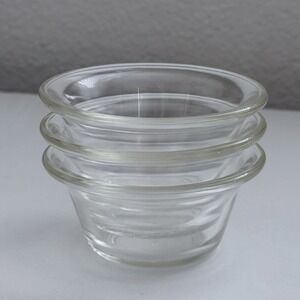 Glasbake 286 Glass Custard Cups 4oz Rolled Rim Set Of 3